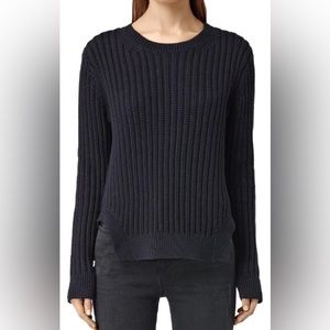 All Saints wick rib jumper sweater size small ink blue